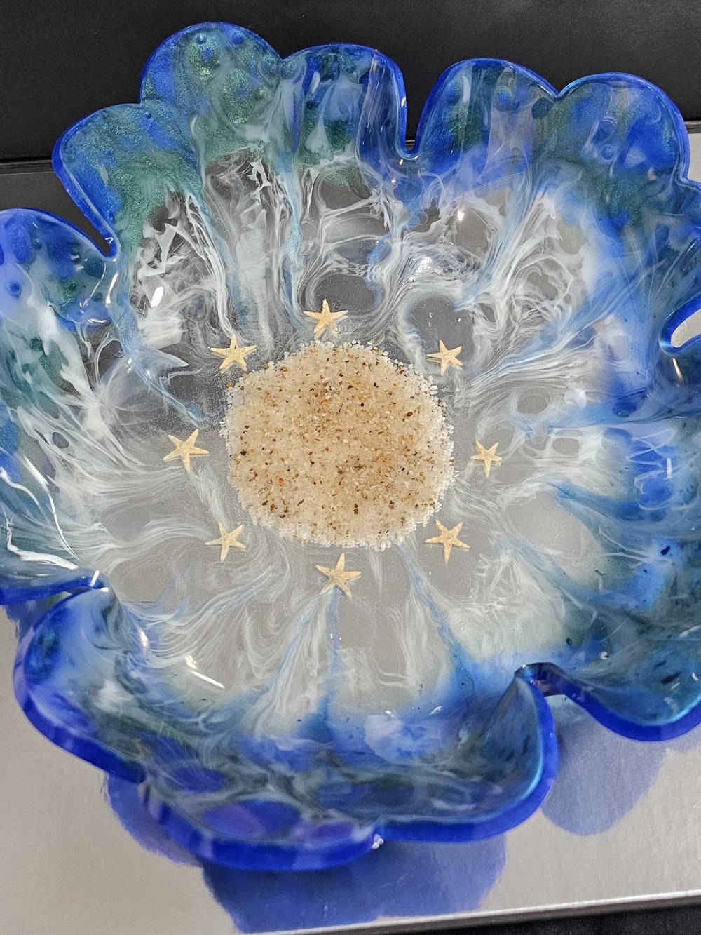 Blue Resin Ocean Wave Decorative Bowl - Picture 5 of 7
